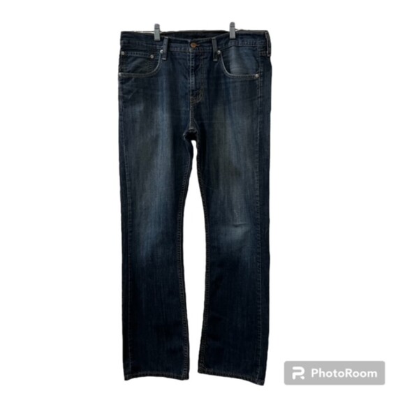 Levis 527 Mens Blue Dark Washed 100% Cotton Straight Leg Denim Jeans Sz 34x32 - Picture 1 of 14